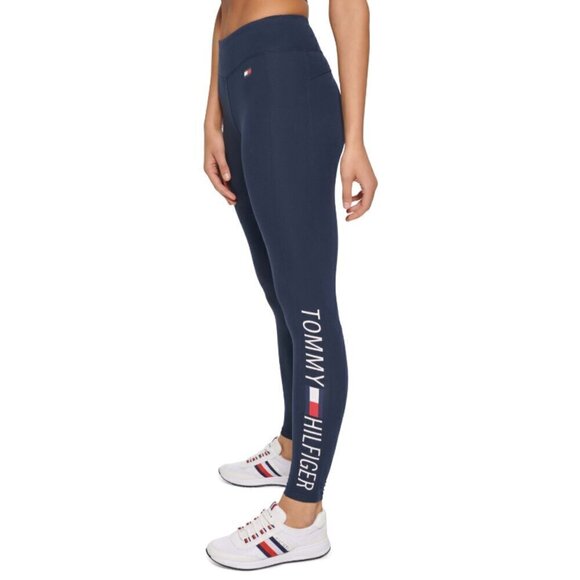 TOMMY HILFIGER SPORT Women's Navy High Rise Logo Leggings NWT - Picture 4 of 8